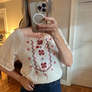 Vintage hand-made embroidered blouse XS